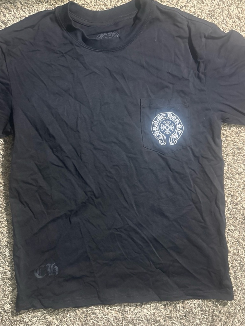 Chrome Hearts Black Pocket Tee with White Crest